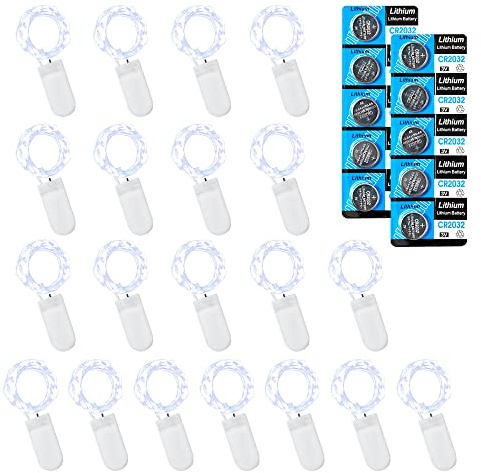 LEECOCO lichterkette batterie 1m, Kaltweiß Licht Batterie Licht Kette，für Weihnachten, Party, Hochzeitsdekoration (20 Pack 1M 10 LEDs, Kaltweiß)