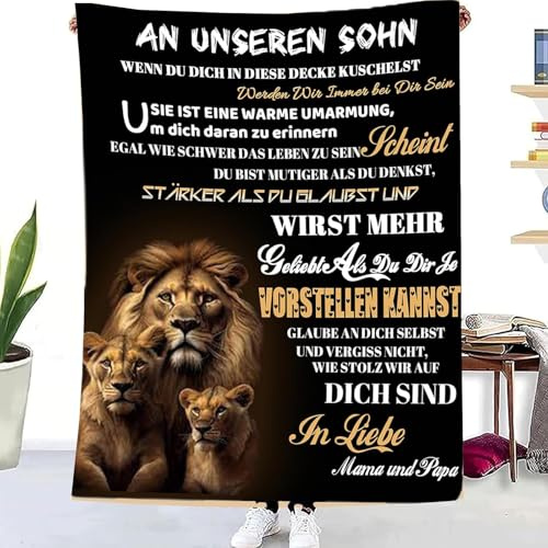 TDDKFB Personalisierte Kuscheldecke an Meine Sohn,Vater und Mutter für Sohn Luftpost Positiv Ermutigen Decke,Super Flauschige Weiche Decke Anzug, Geburtstagsgeschenk,Neujahrsgeschen