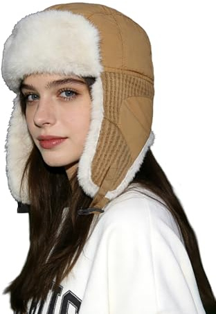 Clakllie Warme Fliegermütze Winddicht Trappermütze mit Kunstpelz Ohrenklappen Outdoor Wintermütze mit Ohrenklappen Unisex Bomber Hut Uschanka Mütze