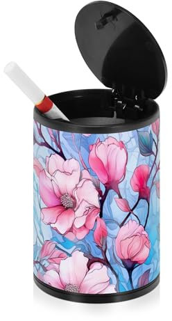 Aschenbecher für Zigaretten mit Deckel, Edelstahl, tragbar, Autozubehör, Aschenbecher für Auto, Strand, Angeln, Lila / Rosa