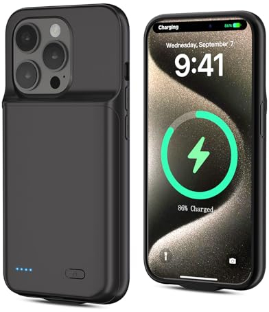 Akkuhülle für iPhone 15 pro max, neues Upgrade mit hoher Kapazität, wiederaufladbares Ladefach, schützendes tragbares Smart Backup Ladegerät für iPhone 15 pro max(1 Pack)