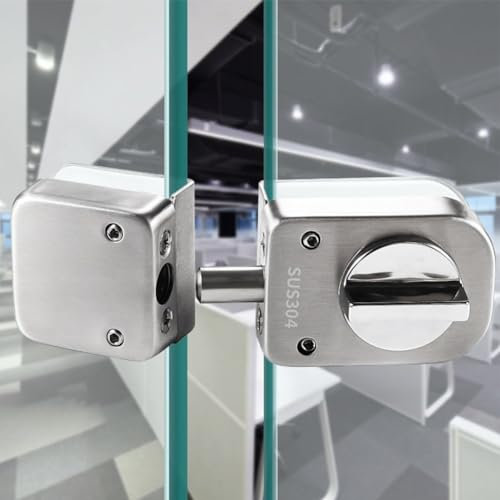 Cerradura de puerta de vidrio de acero inoxidable, pernos individuales sin perforación, cerradura de puerta de control deslizante, cerradura de puerta de vidrio doble para puerta de 8-12 mm de grosor