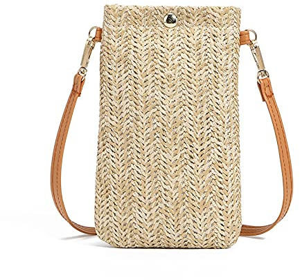 Strohtasche Mode gewebtes Stroh Damen Umhängetasche Umhängetasche Sommer Strand Rattan Schultertasche Kleine solide Handy Geldbörse Runde Strohtasche (Color : 03)