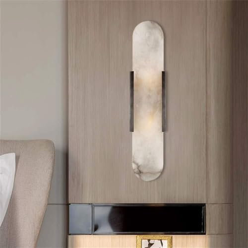 Hertl Aplique de pared de mármol contemporáneo, vidrio esmerilado, iluminación de montaje en pared, decoración interior, aplique de pared, borde negro (Color : Black Border)