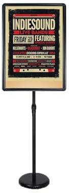 HACSYP Robuster Plakatständer mit Sockel, Verstellbarer Schilderhalter, stehender Bodenschildständer mit robuster Basis, vertikale und horizontale Anzeige(Color:Black,Size:45 * 62.4cm)