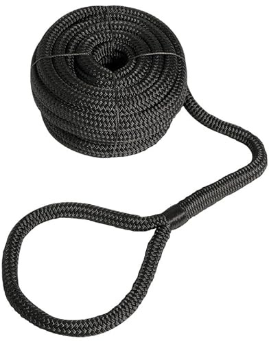 F26 Boot Festmacherleine mit Auge, Osculati, 14 mm x 9 m, Schwarz | Mooring Leine und Tauwerk für Segelboot, Motorboot, Schiff und Marine