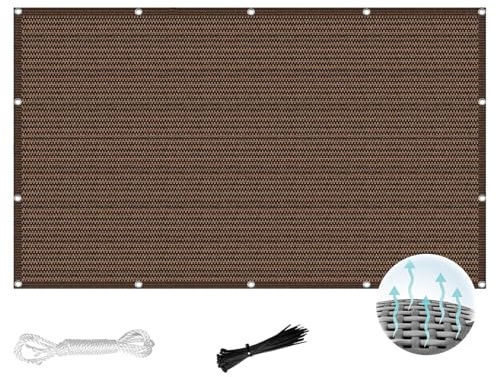 Voile d'ombrage Rectangulaire 7.5 x 9 m Respirant, Perméable à L’Eau Filet de Protection Solaire D'Extérieur Bâche Dombrages avec Oeillets et Cordons pour Jardin, ‎Marron