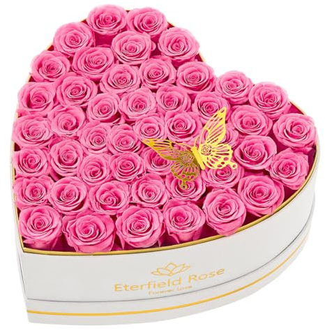 Eterfield 47 Forever Blumen in Herzform, konservierte Rosen, die ein Jahr halten, konservierte Blumen, Geburtstagsgeschenke für sie, Mutter, Frauen, Ehefrau, Jahrestag, Valentinstag, Muttertag