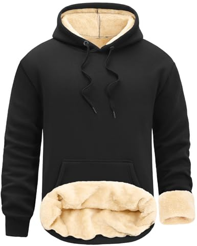 Nadeer Sweat à Capuche Homme Hiver Polaire Chaud Pullover Manches Longues Sweatshirt Col Rond Casual Fleece Hoodie Sportswear avec Poches