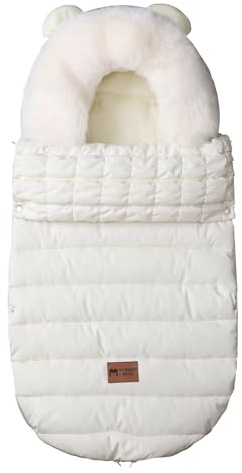 KOOMUAO Babyfußsack Baby,Winter Fußsack für Kinderwagen,Babyschale mit Reißverschluss,Winterfußsack Wetterfest,Wasserdicht und Maschinenwaschbar,passend für alle Kinderwagen (Weiß)