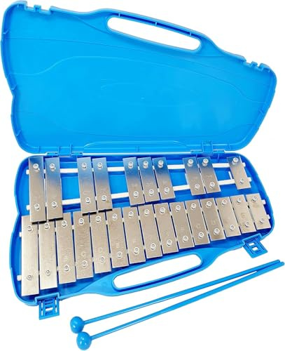 JM FOREST - Glockenspiel Cromático AX25N2 - Metalófono de 25 Teclas de Aluminio Plateado con Estuche y Mazas - Ideal para Principiantes y Estudiantes