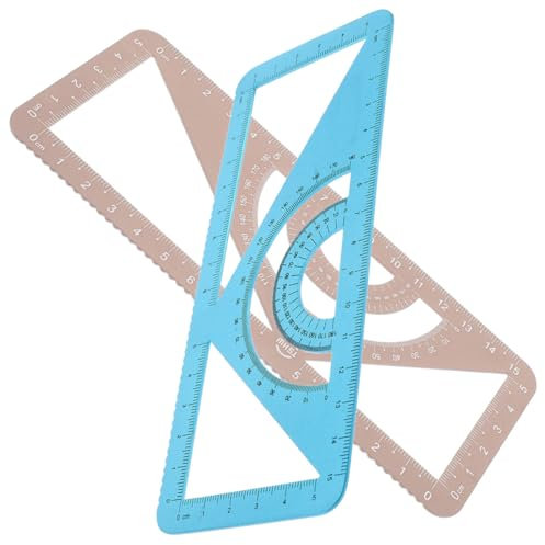 Tofficu 2stücke Präzisionswinkelmesser Und Aluminiumlineal Für Geometrie Architektur Und Ingenieurwesen Multifunktionale Zeichnungs Und Messwerkzeuge