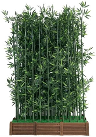 CVERTHAF Künstlicher Sichtschutzzaun aus Bambus, Trennwand für drinnen und draußen, Raumdekoration, grüne Wand mit Holzsockel, Sichtschutzwand aus Kunstbambus, 1/1,5/1,8 m (39,3 x 59 Zoll), ideal für