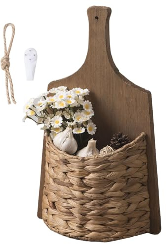 WJnflQN Boho-Wandkörbe, gewebte Korb-Wanddekoration, Natürliche gewebte Wandkörbe, Moderner Pflanzkorb, Wandaufbewahrung, Gartenpflanzgefäß für Balkon, Wohnzimmer, Pflanzenrasengarten