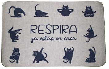 hola-world. Zerbino/Puliscipiedi originale per la porta d'ingresso e per gli interni (cucina, camera da letto, ecc.). Tappetino in gomma antiscivolo. Lavabile in lavatrice. RESPIRA. 40x60 cm.
