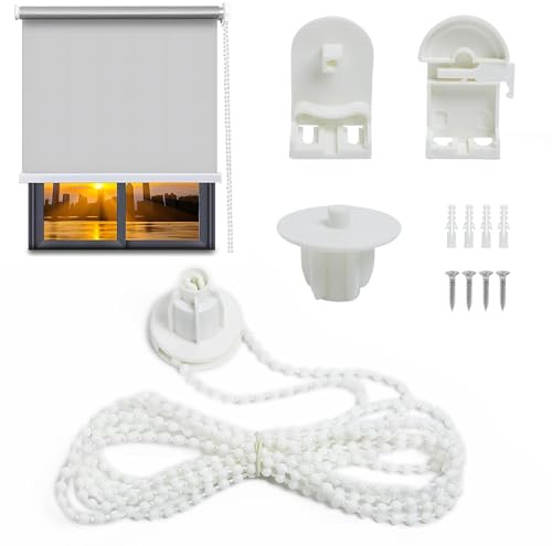 25 mm Jalousien-Reparatur-Set mit Halterung, 3M-Perlenkette und Beschlägen – geeignet für Gardinenstangen und Rollos