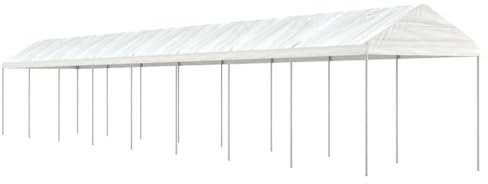 ShGaxin Pavillon mit Dach Weiß 17,84x2,28x2,69 m Polyethylen, Gartenpavillon, Faltpavillon, Pergola, Partyzelt, Standmarkise, Sonnenzelt, Garten Pavillion, Grillpavillon 3155508