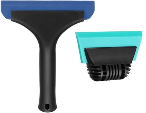 sourcing map Small Silicone Shower Squeegee for Glass Doors, 6 Bath Squeegee with 5 Small Rubber Window Shower Squeegee for Bathroom Window Mirror, Black/Blue,Black/Blue
