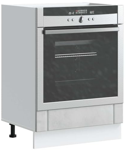 IBUQDDV Unterschrank Vorratsschrank Küchenschränke SideboardHerdumbauschrank Lucca Betongrau Holzwerkstoff für Esszimmer, Wohnzimmer, Küche
