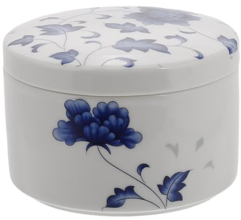 TEHAUX Tintenfass Blau aus Keramik mit Deckel Kalligrafie Tintenplatte für Pinselstifte Wasserhaltend und Trocknungssicher für Schreibtisch und Aquarellkunst