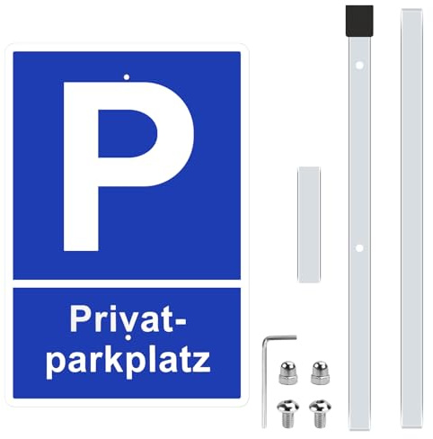 NCTNCX Privatparkplatz Schild mit Pfosten, Höhe 90 cm privatparkplatz schilder, Parkplatzschilder 30 x 20 cm aus dauerhaft Alu mit UV-Schutz Wetterfest (1)