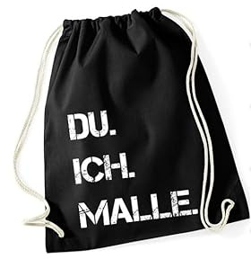 DU. ICH. MALLE. Rucksack oder Jutebeutel Baumwolle Tasche | Festival | Mallorca | Beutel | Junggesellenabschied JGA | Hochzeit | Geburtstag | Urlaub | Ostern (Rucksack, Schwarz)