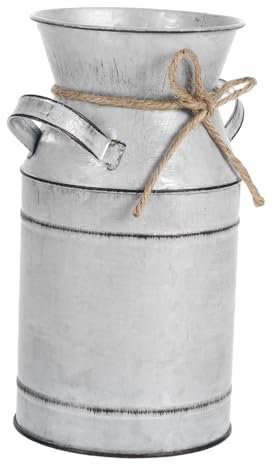 TOPPERFUN Jarrón Retro De Lata De Leche Pequeño De Metal Galvanizado, Acabado Envejecido Vintage, para Flores y Decoración Rústica del Hogar,