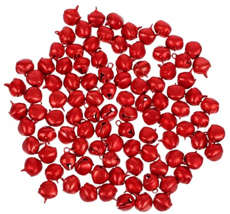 HOMSFOU 100 Stück Kleine Rote Aluminium Weihnachtsglocken 14mm Jingle Bells Für Bastelarbeiten Selbstgemacht Schmuck Anhänger Weihnachtsbaumglocken Zubehör