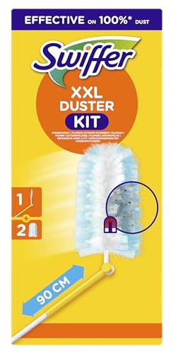 Swiffer XXL Kit colector de Polvo (1 Mango y 2 repuestos), Captura y atrapa hasta 3 Veces más Polvo y Cabello Que un Plumero Tradicional