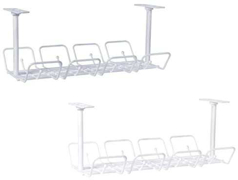 HYTROVE 2piezas Organizador Cables Escritorio Unidades Cesta Cables Gestión Bajo Escritorio