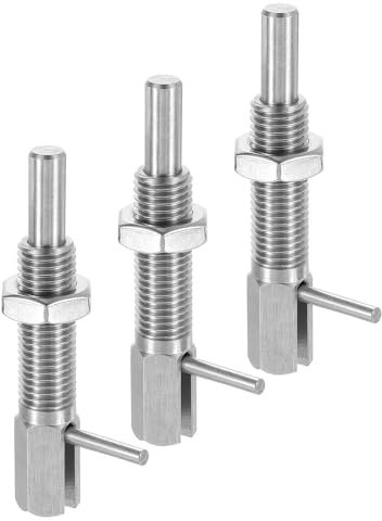 sourcing map 3Pcs Retractable Indexing Plunger Pin, M16 l Spring Plunger Stainless Steel Spring Loaded Latch Telescopic Locking Pin with Nut for Machinery Shipbuilding