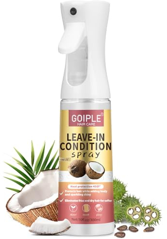 Leave In Conditioner & Heat Protectant Spray Smooth Flyaways Add Shine - 450 'F Heat Protectant Spray Frizz Control Thermal Pretection Enhancer Blow-Dry Support Thermal Styling Mist for All Hair Types