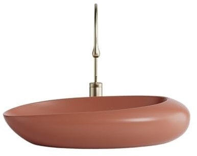 GBEVAUEIO Mobili da Toilette Lavabo Integrato in Ceramica di Forma Ovale, colorato, Moderno, sopra Il Piano per Bagno e WC Ospiti