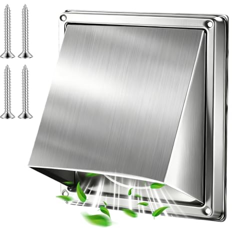 Grille d'aération en acier inoxydable 100 mm - Grille de protection contre les intempéries - Grille d'aération extérieure 304 avec moustiquaire - Grille d'aération extérieure pour tuyau Vmc et