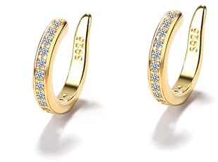 GAUEIOUR Fixura Non-Surgical Ear Corrector Clips,Fashionable Copper Diamond Gold Earrings for Prominent Ears | Gently Adjusts Cartilage Without Surgery | Comfortable, Perfect for Daily/Work/Party(Gold)
