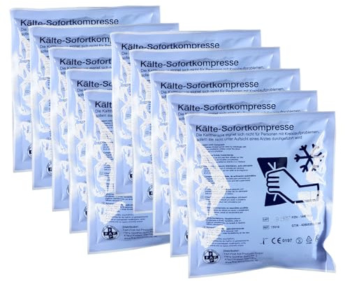 First Aid Products Kälte-Sofort-Kompresse 15×17 cm – 10er Vorteilspack – Kühlpack ohne Gefrierfach, sofort aktivierbar – Einweg Kühlkompresse für Erste Hilfe, Sport & Betrieb – 10 Stück