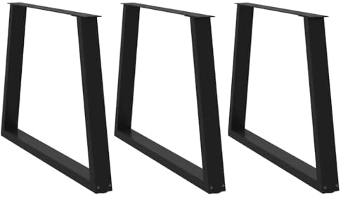 Frdhee Lot de 3 pieds de meuble de bureau, table à manger, en forme de V, noirs, 100 x (72-73,3) cm, en acier, pour table à manger, bureau