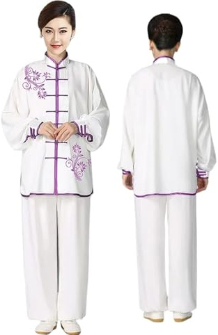 LVCHAO Vêtements Tai Chi, uniforme de Kung Fu for adultes, Costumes d'exercices matinaux brodés à manches longues for hommes et femmes Pour hommes et femmes(PURPLE,XL)