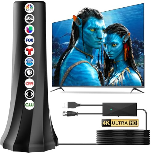 2026 TV Antenna Indoor,Antenna for Smart TV 2500+ Miles Range,HDTV Antennas for Local Channels 360° Signal Booster Reception,Portable Antenna Indoor Outdoor Support 8K 4K 1080p All TVs-25FT Coax Cable