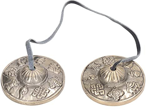 Cloche de méditation tibétaine Tingsha, petit double carillon en cuivre pur pour la thérapie par le son, instrument de percussion népalais fait à la main avec un ton clair et aigu