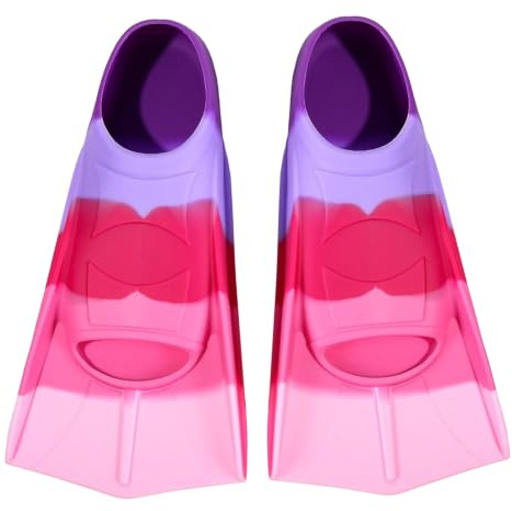 Palmes de natation courtes en silicone 100 % silicone, palmes d'entraînement courtes pour la natation, palmes d'entraînement confortables en silicone, palmes courtes d'entraînement pour enfants
