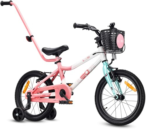 sun baby LOOFI Kinderfahrrad 14–16 Zoll aus Aluminium | leichtes Fahrrad für Kinder ab 3 Jahren, Stützräder, Korb und Klingel
