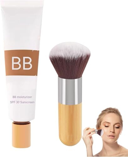 BB Tinted Care Primer with Brush,BB Cream Tinted Care Primer, Moisturizing Face Concealer, Even Skin Tone Foundation Makeup, Sunscreen Moisturizing Concealer (wheat-colored)