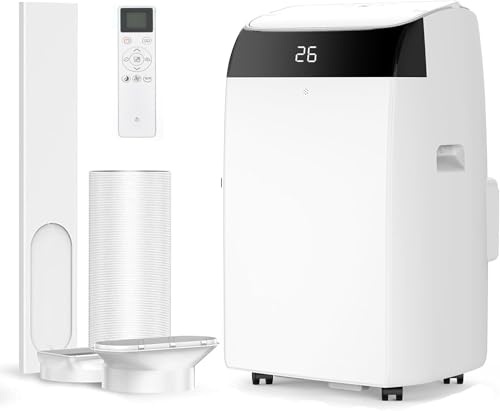 JustSmart Mobile Klimaanlage 12000 BTU, Klimaanlage Mobil mit Abluftschlauch, Kühlung, Belüftung, Entfeuchtung, Follow-Me, Leises 4-in-1 Klimagerät Ideal für Räume bis 51㎡ – Weiß