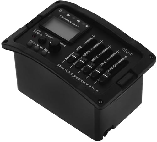Preamplificatore Pickup Teq-5 Nero per Chitarra Acustica | Equalizzatore a 5 Bande, Controllo Volume e Tono, Corpo Plastico-metallo, Formato Compatto