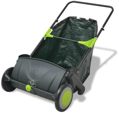 Balayeuse à gazon 103 l Capacité 55 cm Largeur de nettoyage Collecteur de feuilles manuel pour jardin