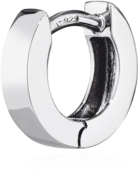 NKlaus Silber Einzel 925er Sterlingsilber Klappcreole Ohrring 10 x 2,7mm anlaufgeschützt 4783
