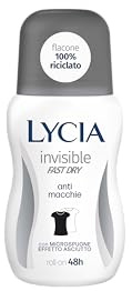 Lycia, Invisible Deodorante Roll On Antimacchia con Antibatterico, Formula Fast Dry Asciuga Rapidamente, Non Lascia Macchie o Aloni sui Vestiti, Efficacia fino a 48H, 50 ml