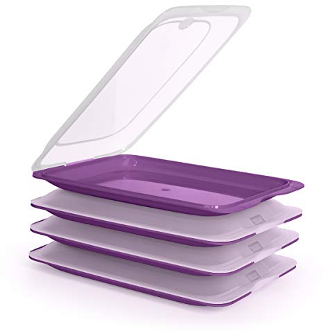 Hochwertige Aufschnitt-Boxen 4er Set platzsparend stapelbar (Stapelboxen) / Vorratsdosen-Set für Aufschnitt mit integrierter Servierplatte. Foodcenter Frischhaltedosen für den Kühlschrank