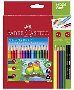 FABER-CASTELL Dreikant-Buntstifte, Promoetui 18+4+2, Sie erhalten 1 Packung, Packungsinhalt: 24 er Etui